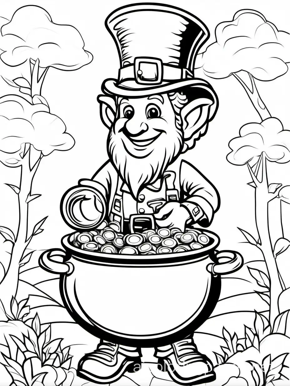Leprechaun-Coloring-Page-with-Pot-of-Gold-Simple-and-Engaging