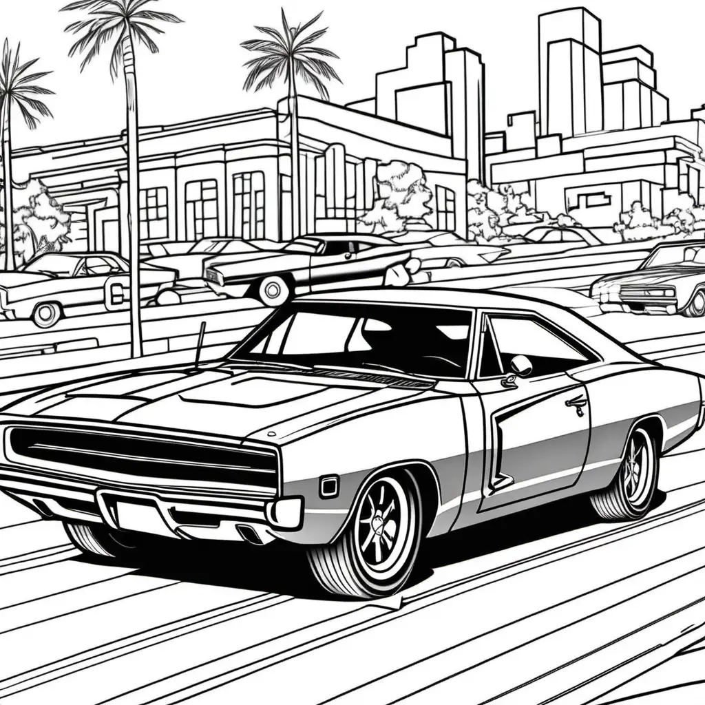 generate a coloring page with clasic car dodge charger