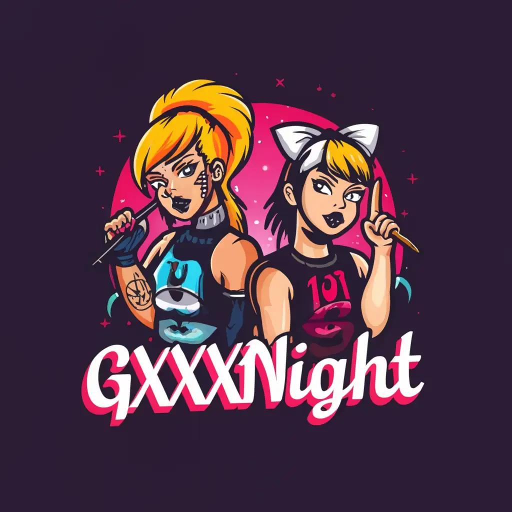 a logo design,with the text 'gxxxnight', main symbol:show girls,Moderate,clear background