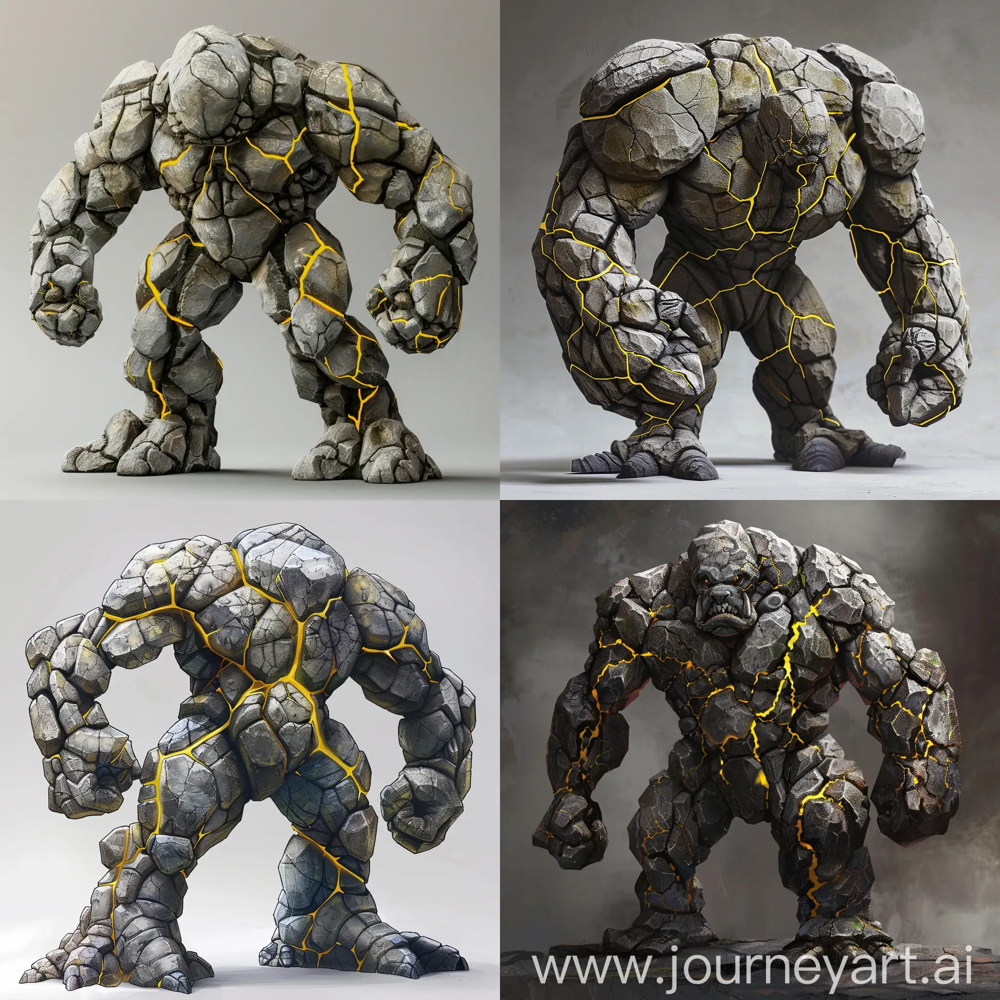 Monstrous-Stone-Golem-with-Yellow-Veins