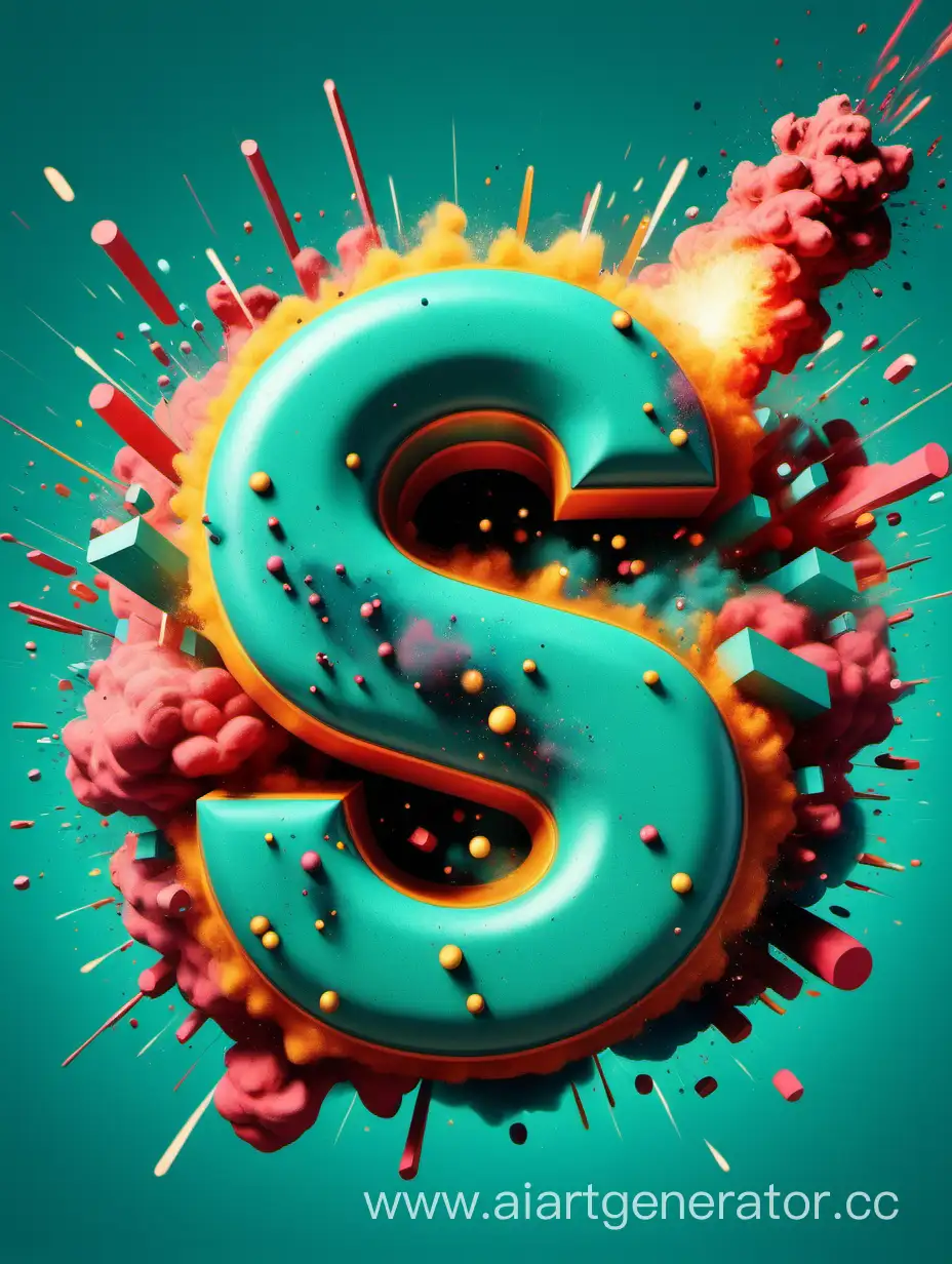 Vibrant-Letter-S-Amidst-Colorful-Explosions-on-Turquoise-Background