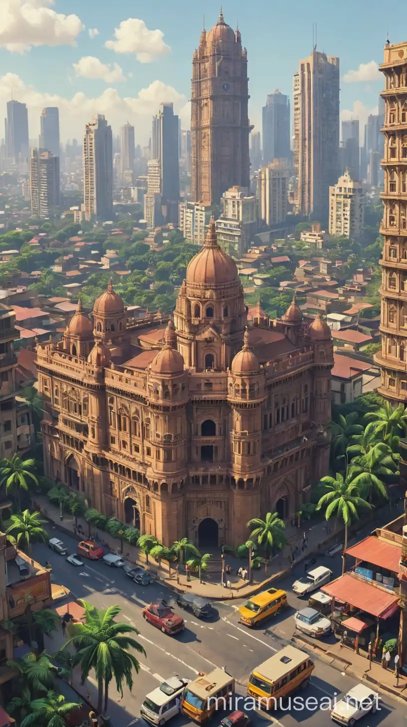 Pixel Art Illustration of Mumbai Cityscape