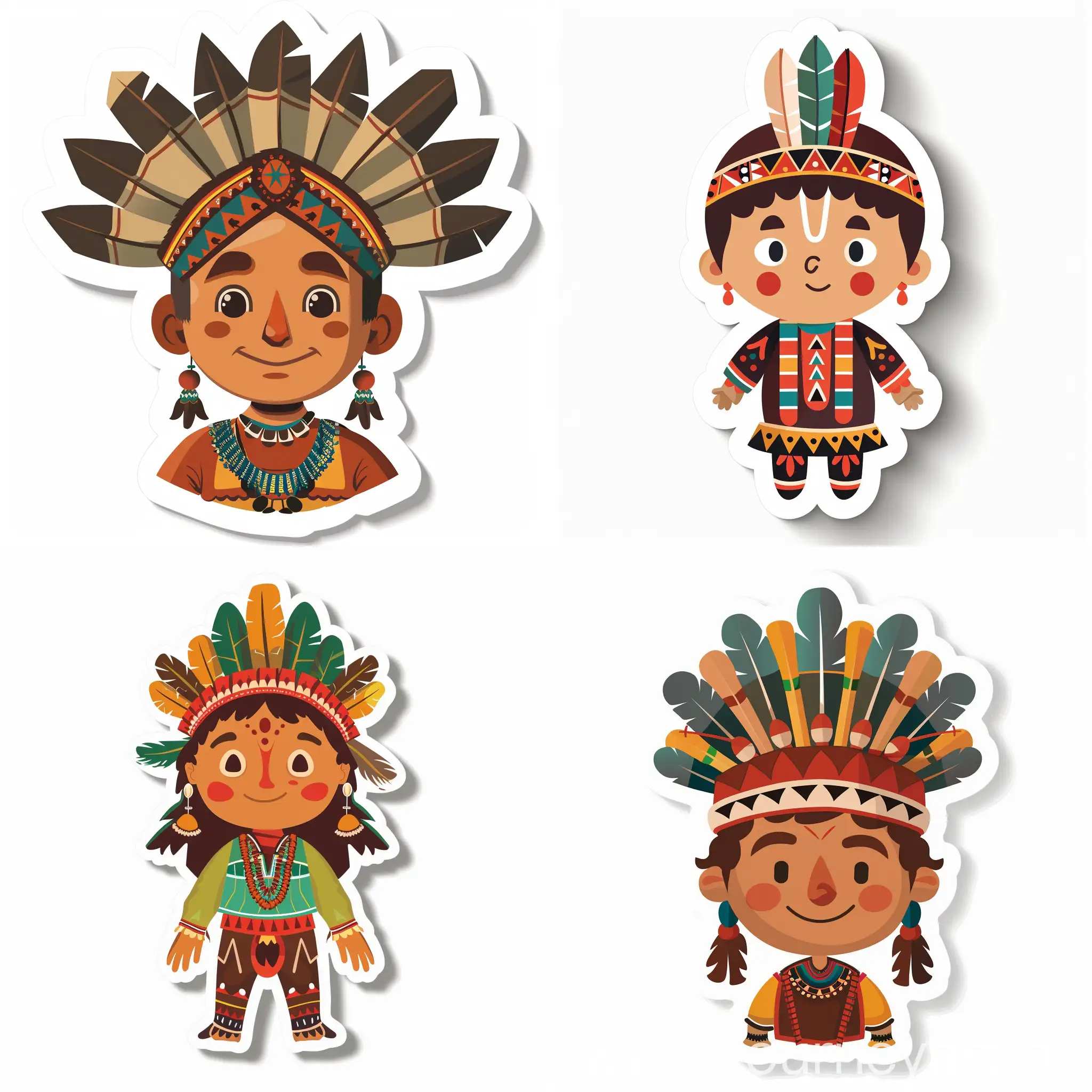 cartoon sticker of an indian, in high quality flat style