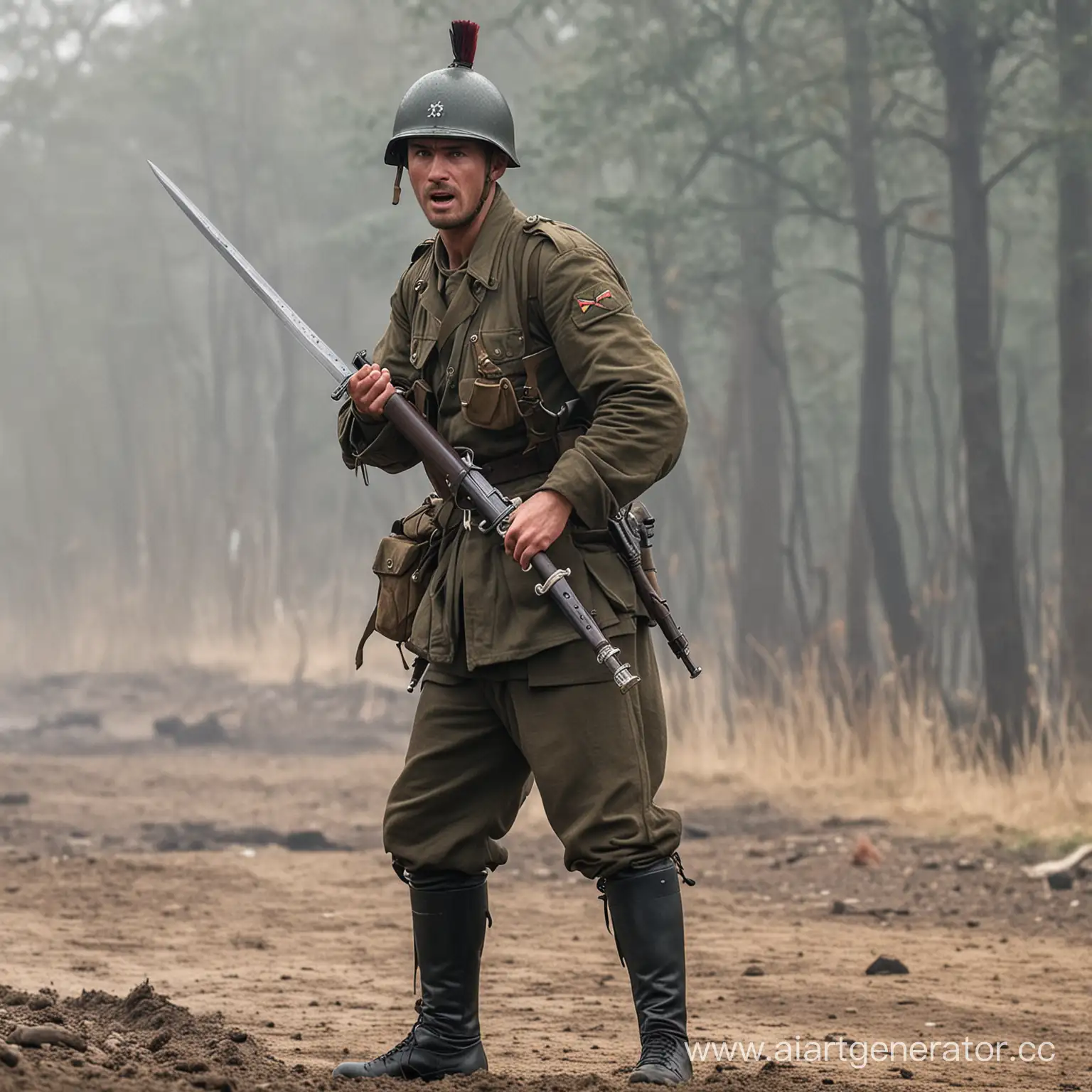 Rugged-Soldier-Gripping-Bayonet-with-Determination