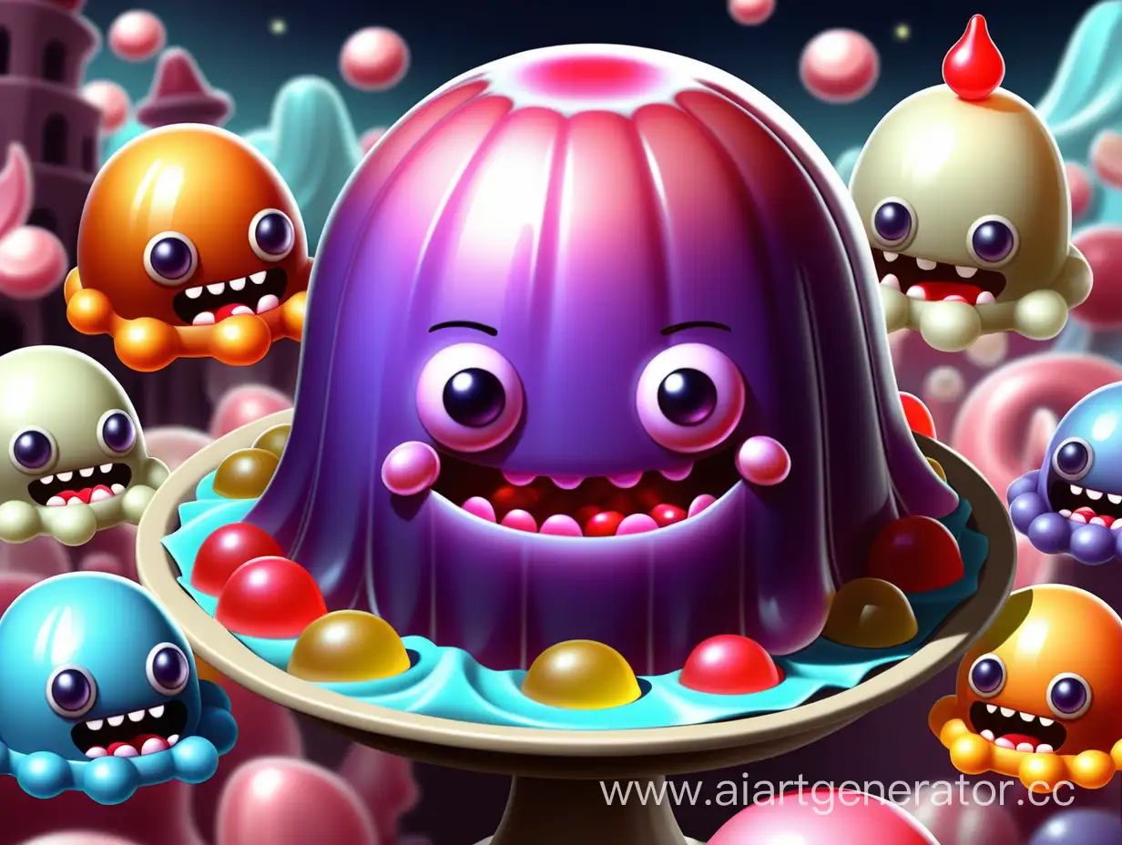Create a "Jelly Dream World Online MMORPG game" about eatable the most delicious cutest pearl sweet jelly candy monsters war inspired from Lune Celestia Online MMORPG game.