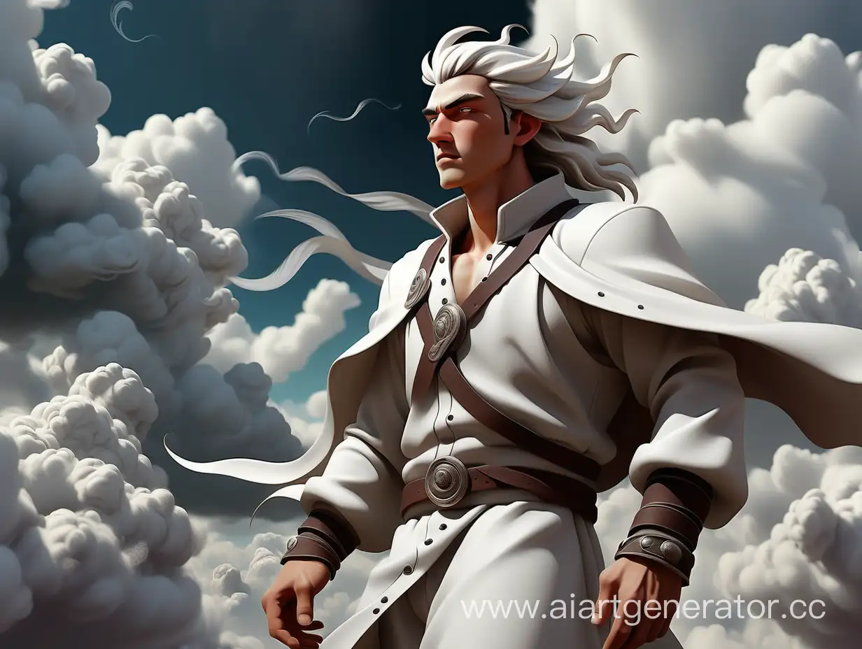 The guy in white wind air clouds fantasy high detail clouds