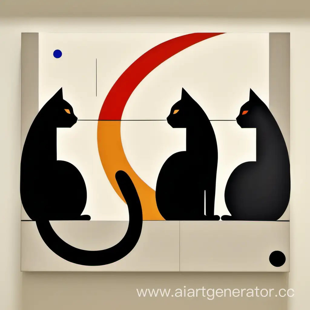 Contemporary-Suprematist-Style-Three-Cats-in-Abstract-Modern-Art
