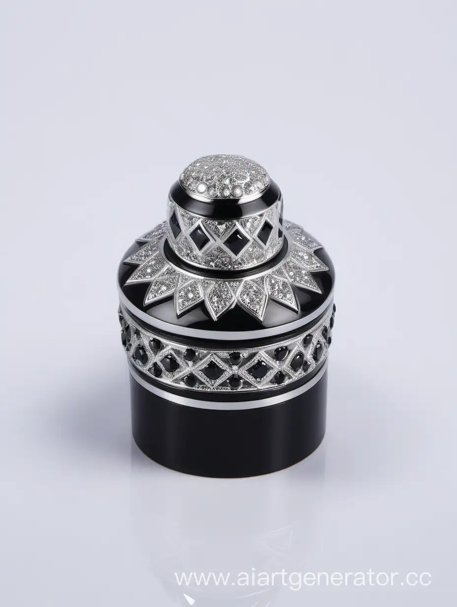 Zamac Perfume decorative ornamental long cap, metallizing finish black and white round diamond on top