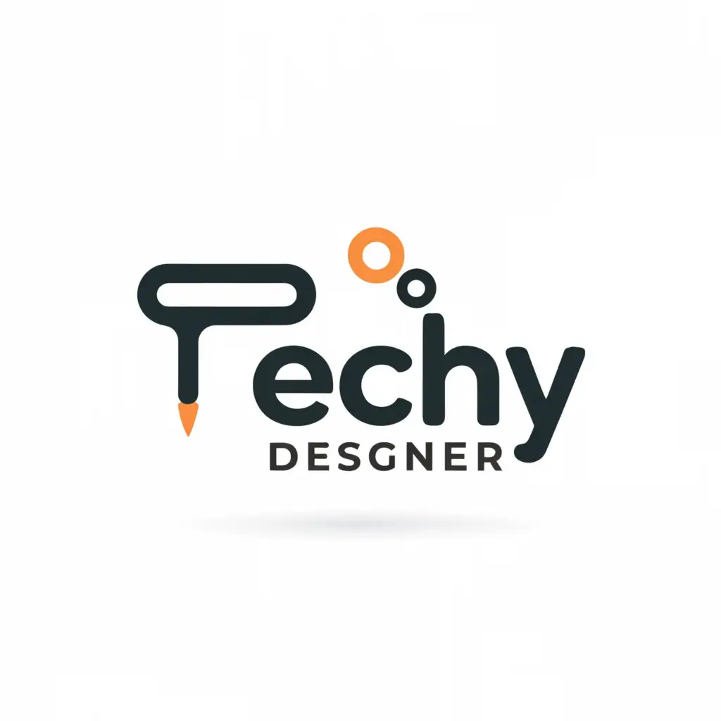 a logo design,with the text Techy Designer, main symbol:Techy in bold letter ,designer at bottom of it. D letter is at behind of it,Minimalistic,be used in Technology industry,clear background