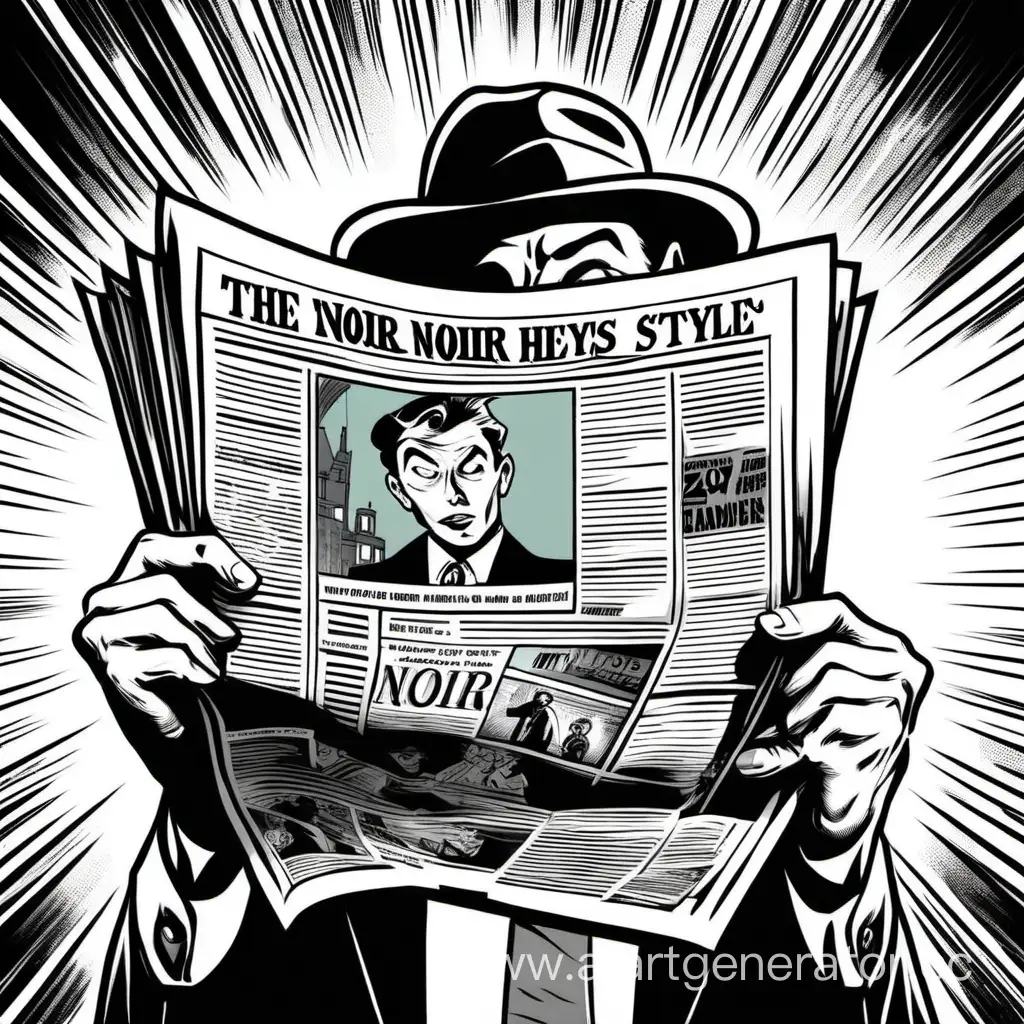 Noir-Comic-Style-Newspaper-Held-by-Mysterious-Hands