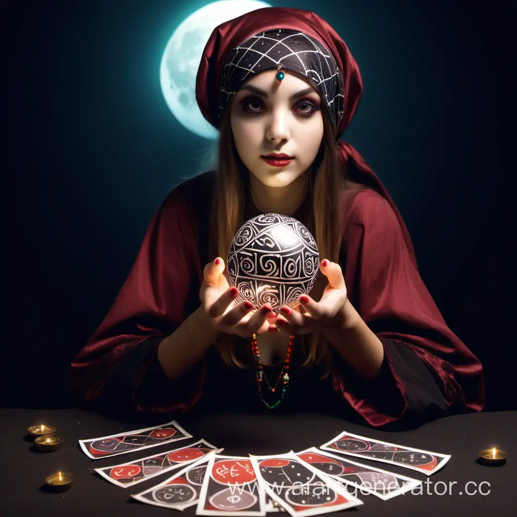 Mystical-Fortune-Teller-Girl-Reading-Tarot-Cards