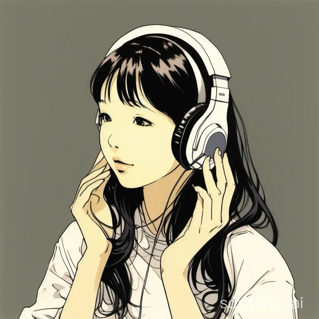 Girl-Enjoying-Music-with-Headphones-in-a-Vibrant-Urban-Setting