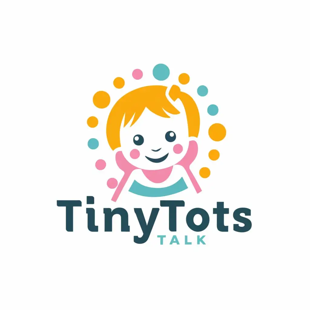 a logo design,with the text "TinyTots Talk", main symbol:Create a playful and friendly logo that incorporates elements related to children, parenting, and communication. Consider using vibrant colors, simple shapes, and perhaps an image of a small child or a speech bubble. The logo should evoke warmth, trust, and a sense of community.,complex,be used in Home Family industry,clear background