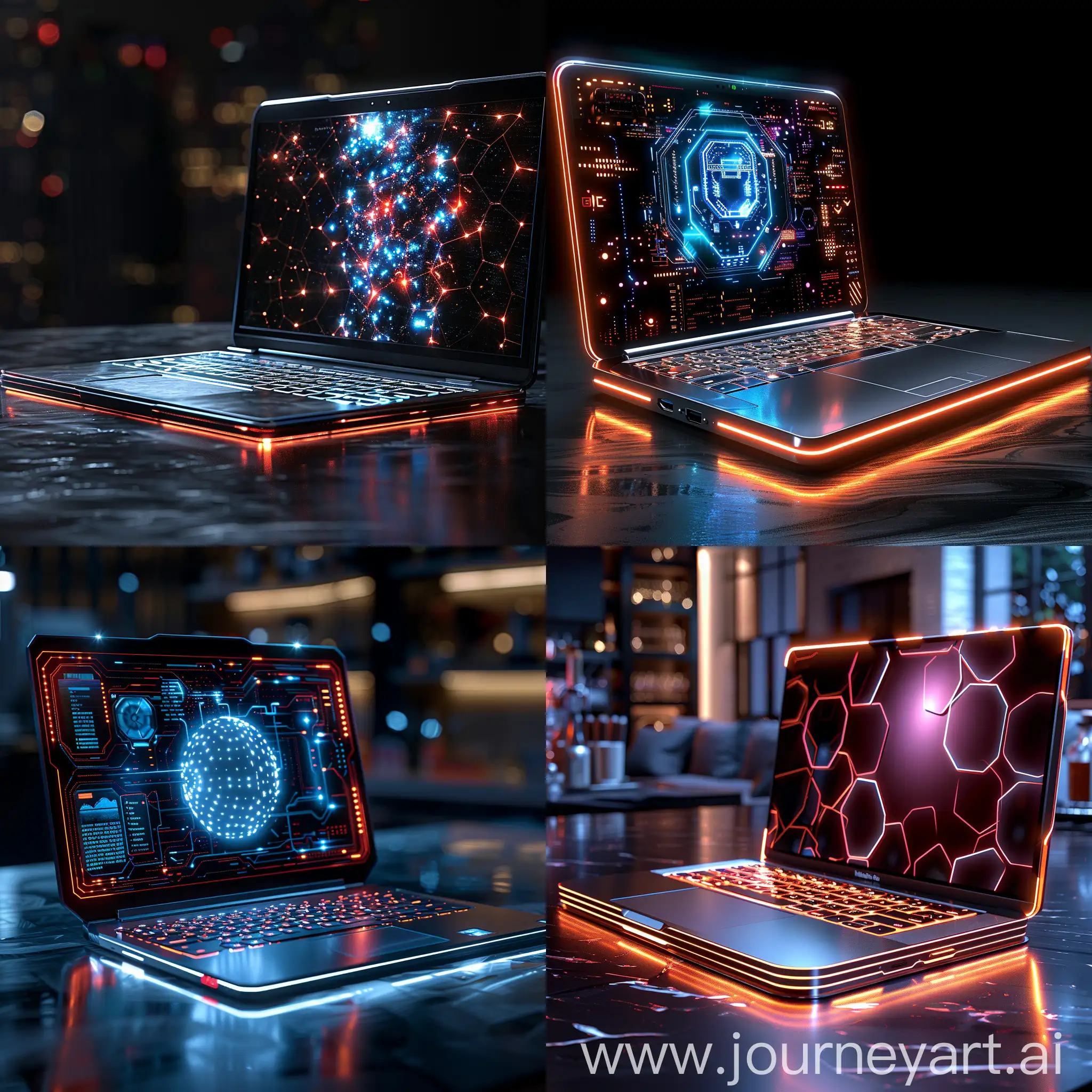 Futuristic laptop, ultra-modern, ultra-modern, stainless steel, smart materials, high tech, octane render --stylize 1000