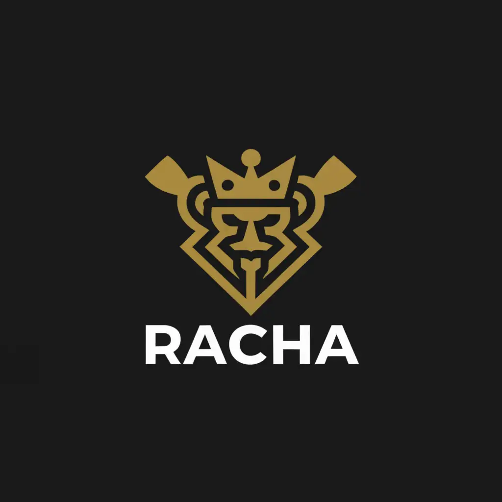 a logo design,with the text "Racha", main symbol:gun knife king,Moderate,clear background