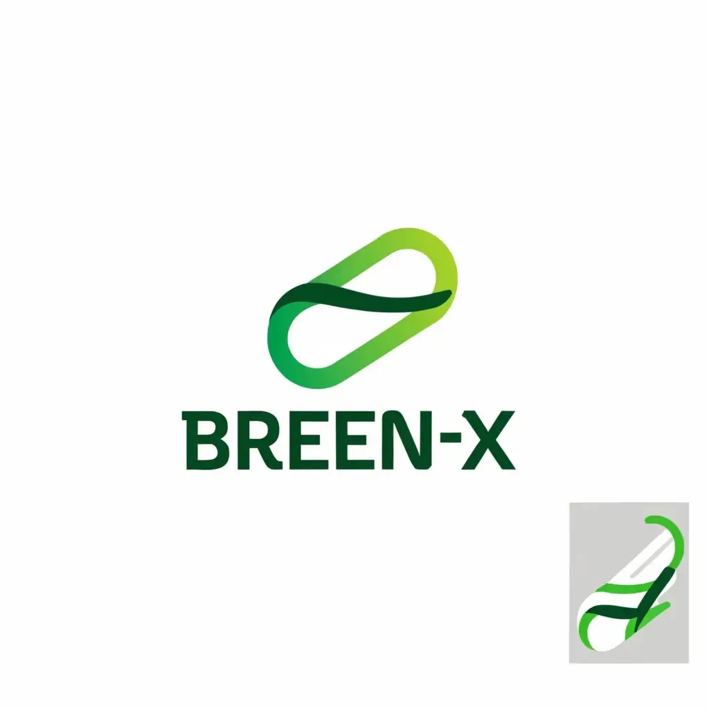 a logo design,with the text "BREEN-X", main symbol:River, green,Minimalistic,clear background