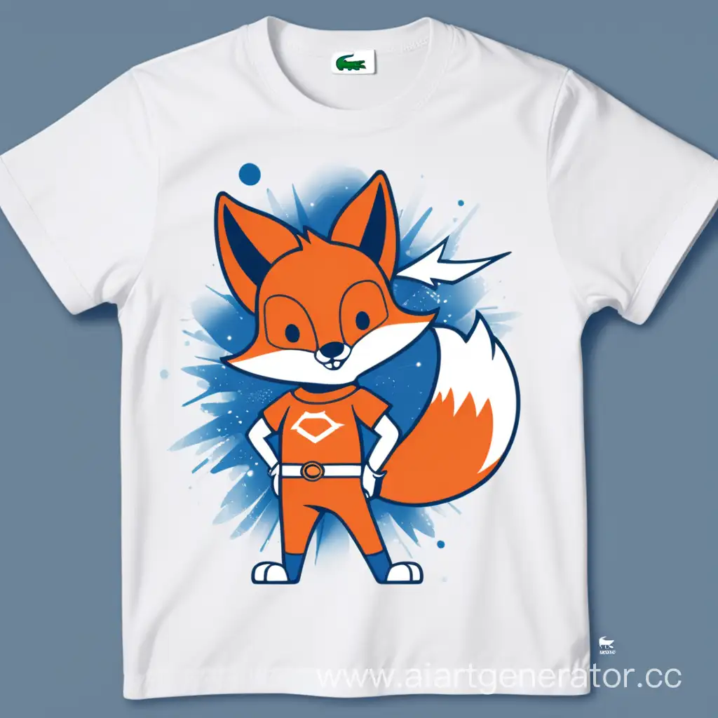 Design a magical T-shirt featuring a super hero fox  for Lacoste's vector collection.