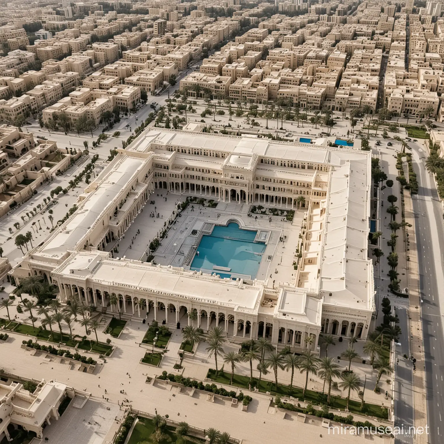 View From Above of the palace, built in the modern arab style