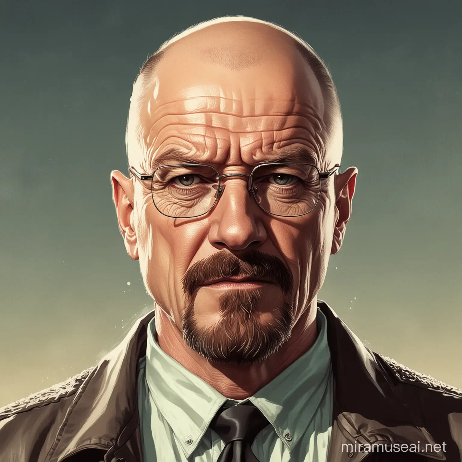 Walter White drawn in graphic novel style