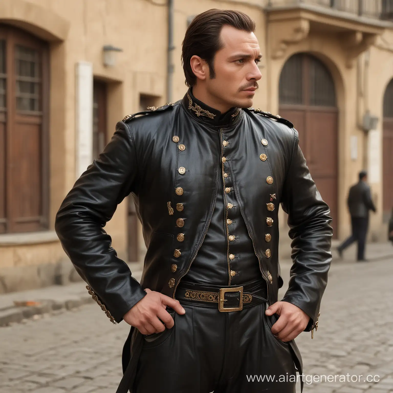 Stylish-Dwarf-in-Black-Leather-Jacket-and-Galife-Trousers