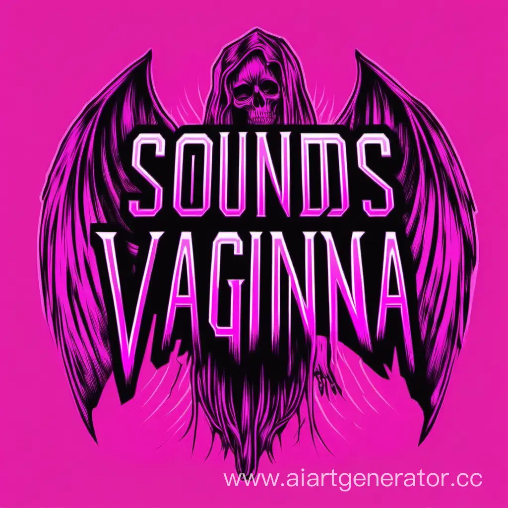 Логотип для реп группы Звуки Вагины, розовые и фиолетовые цвета, крутость, смерть
