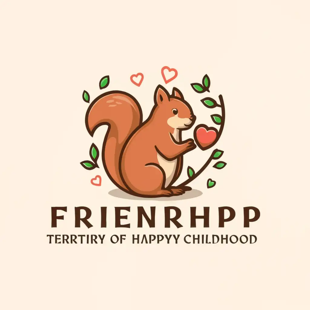 a logo design,with the text "Friendship, Territory of Happy Childhood", main symbol:Squirrel,Moderate,clear background