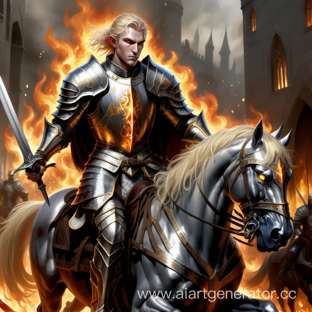 HalfElf-Paladin-Riding-Black-Horse-with-Flaming-Sword