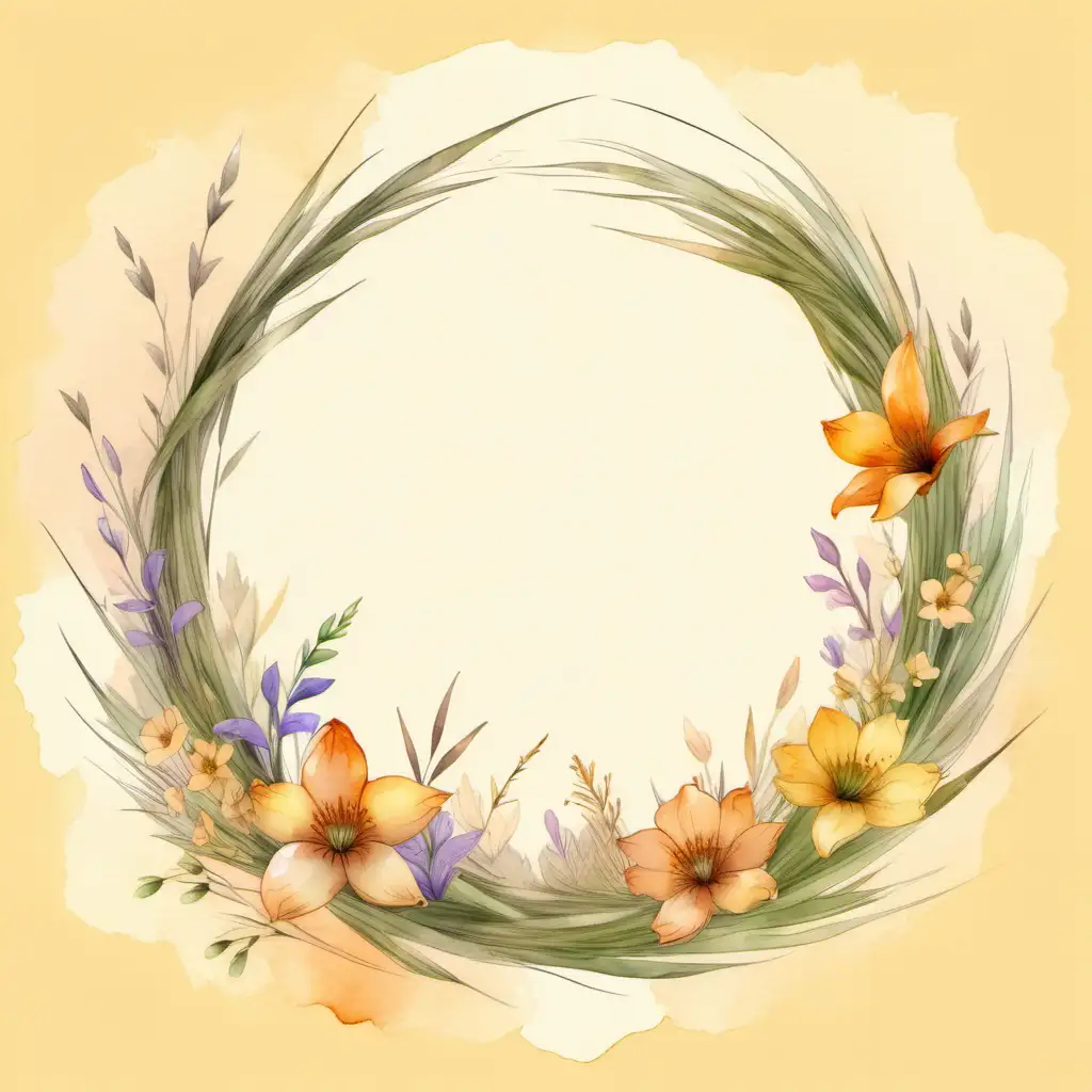 Spring Floral Wreath Illustration with Amber Tones