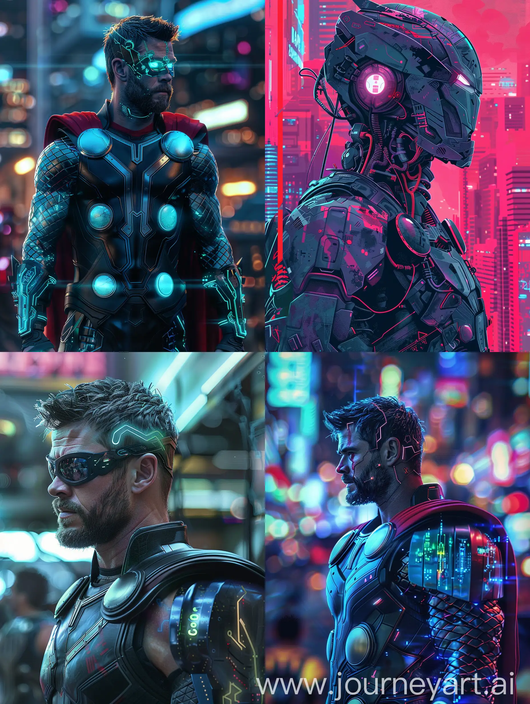 Futuristic SCI-FI Marvel Thor as a cyberpunk god (8K) (((ULTRA DETAIL)))
