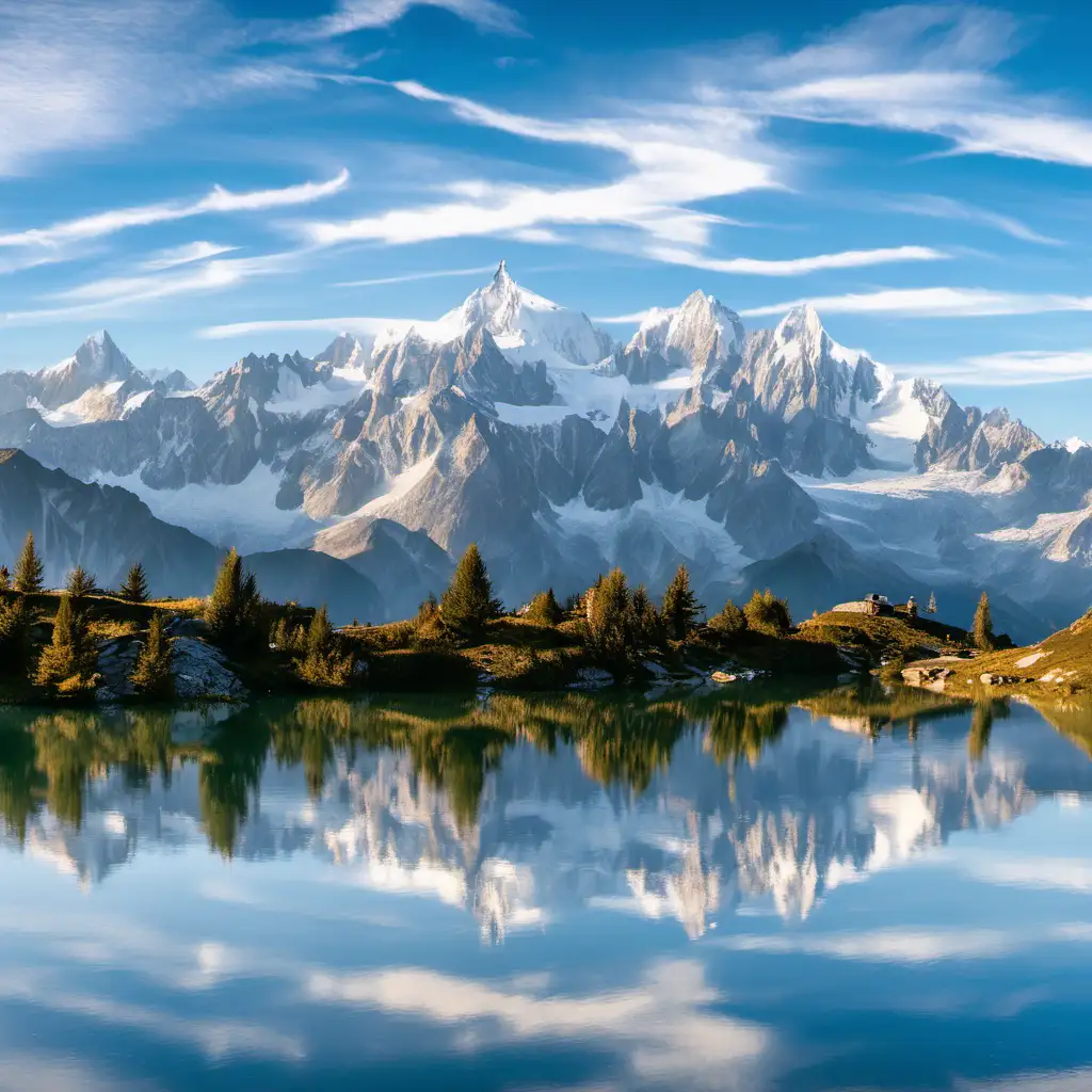 Breathtaking Sunset View of Lake Cheserys and Mont Blanc