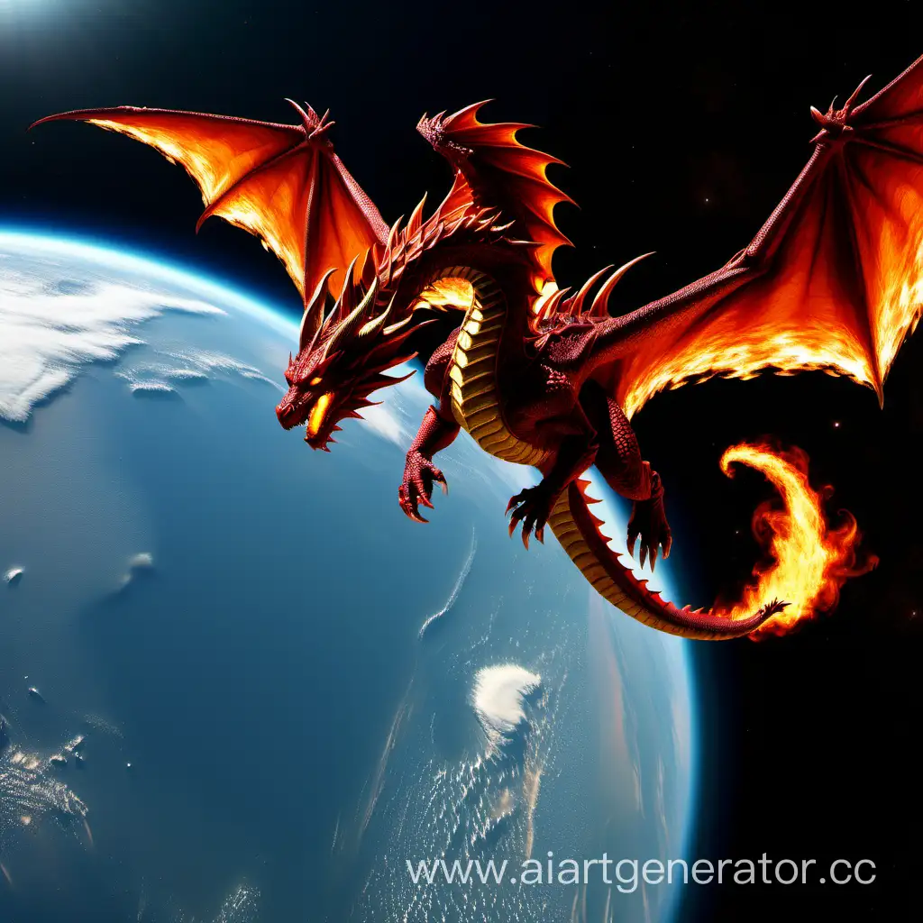 Fiery-Dragon-Flying-Above-the-Planet