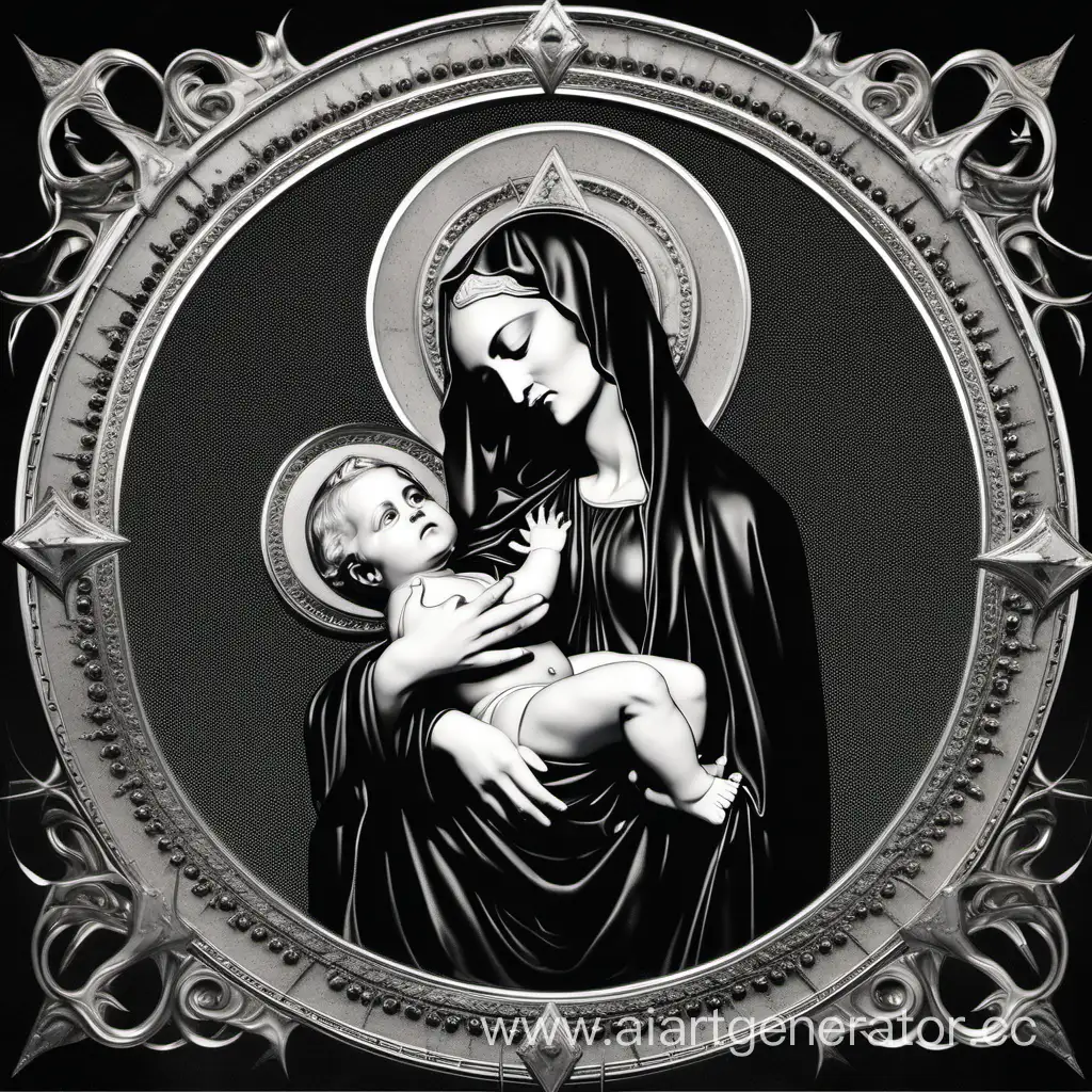 Мадонна с младенцем в стиле Блэк металл