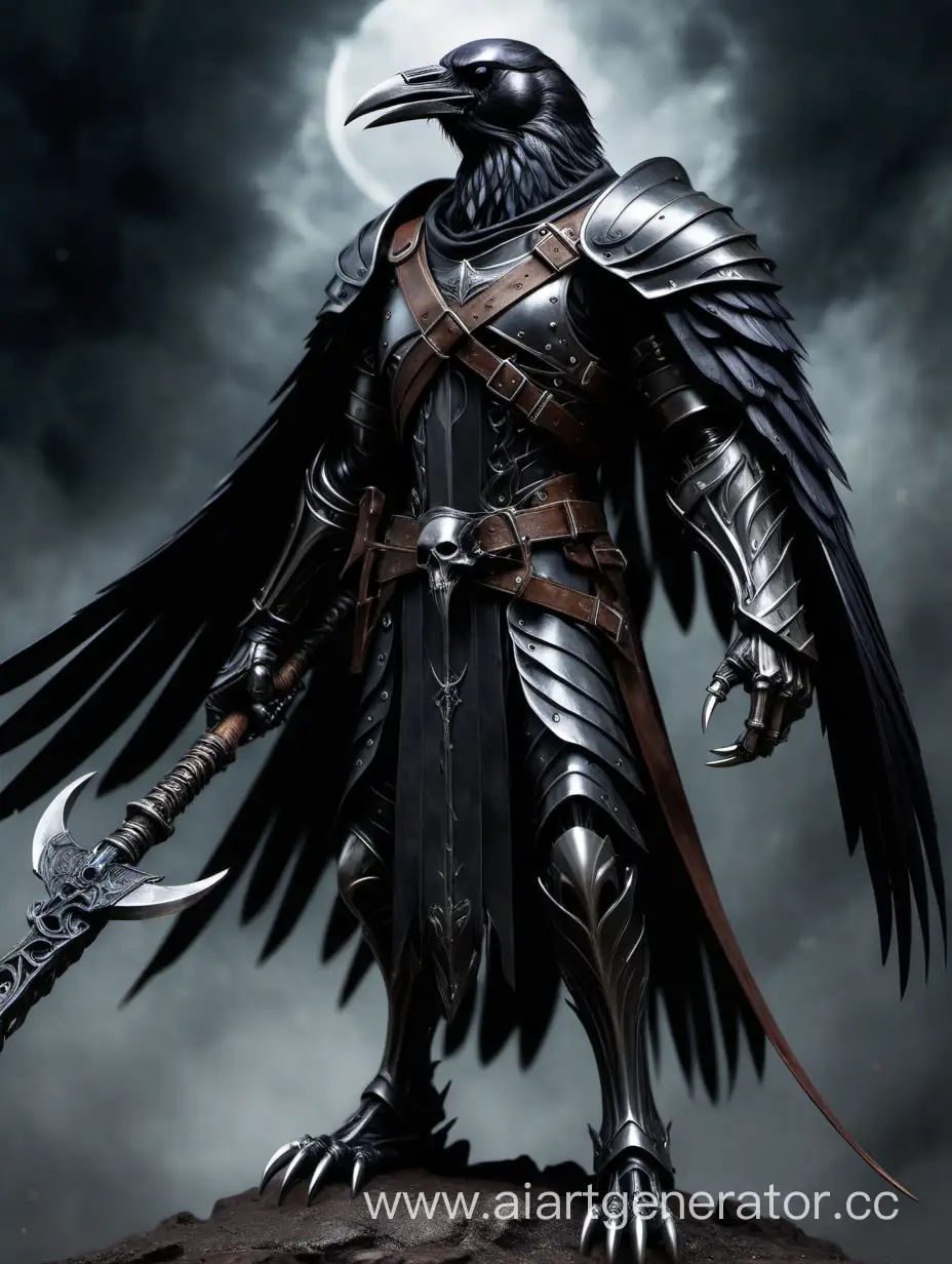 Steel-Raven-with-Scythe-in-Leather-Armor