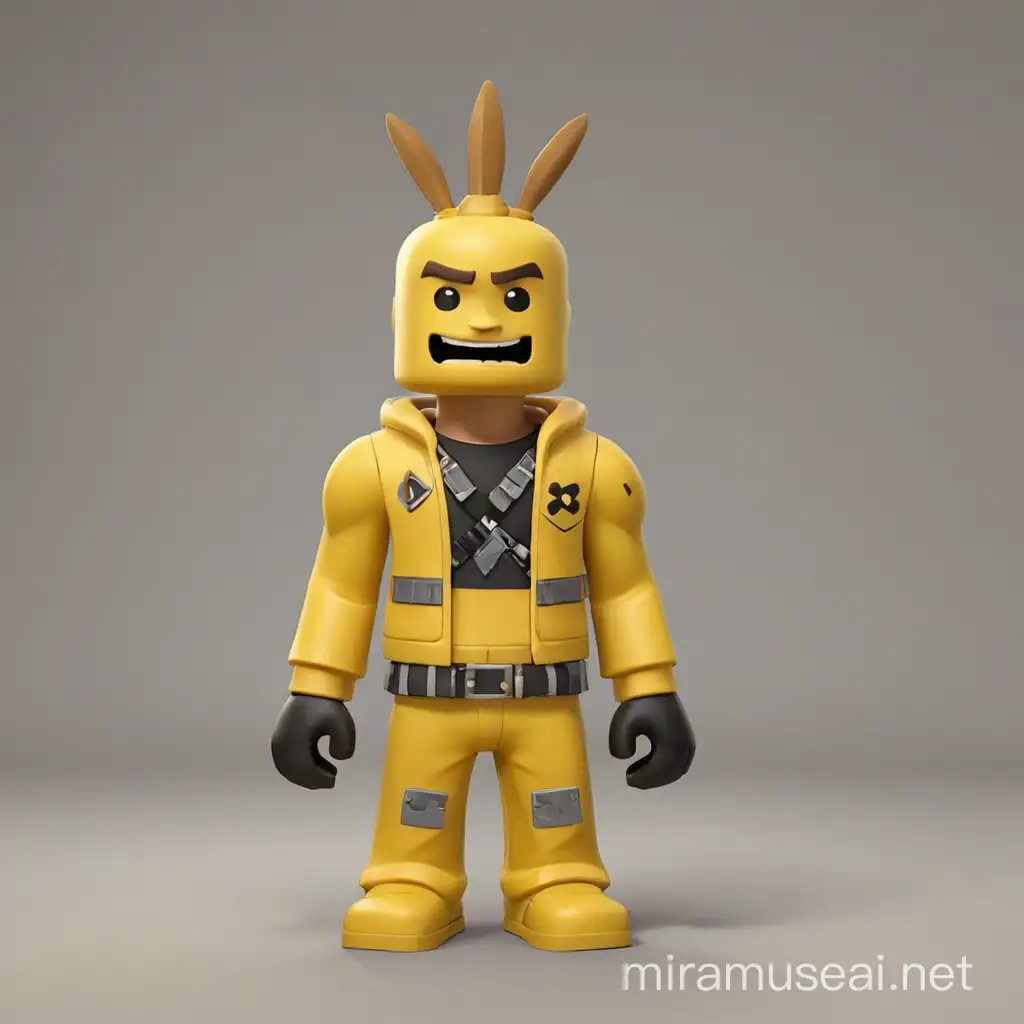 Vibrant YellowClad Roblox Hero in Dynamic Action Pose