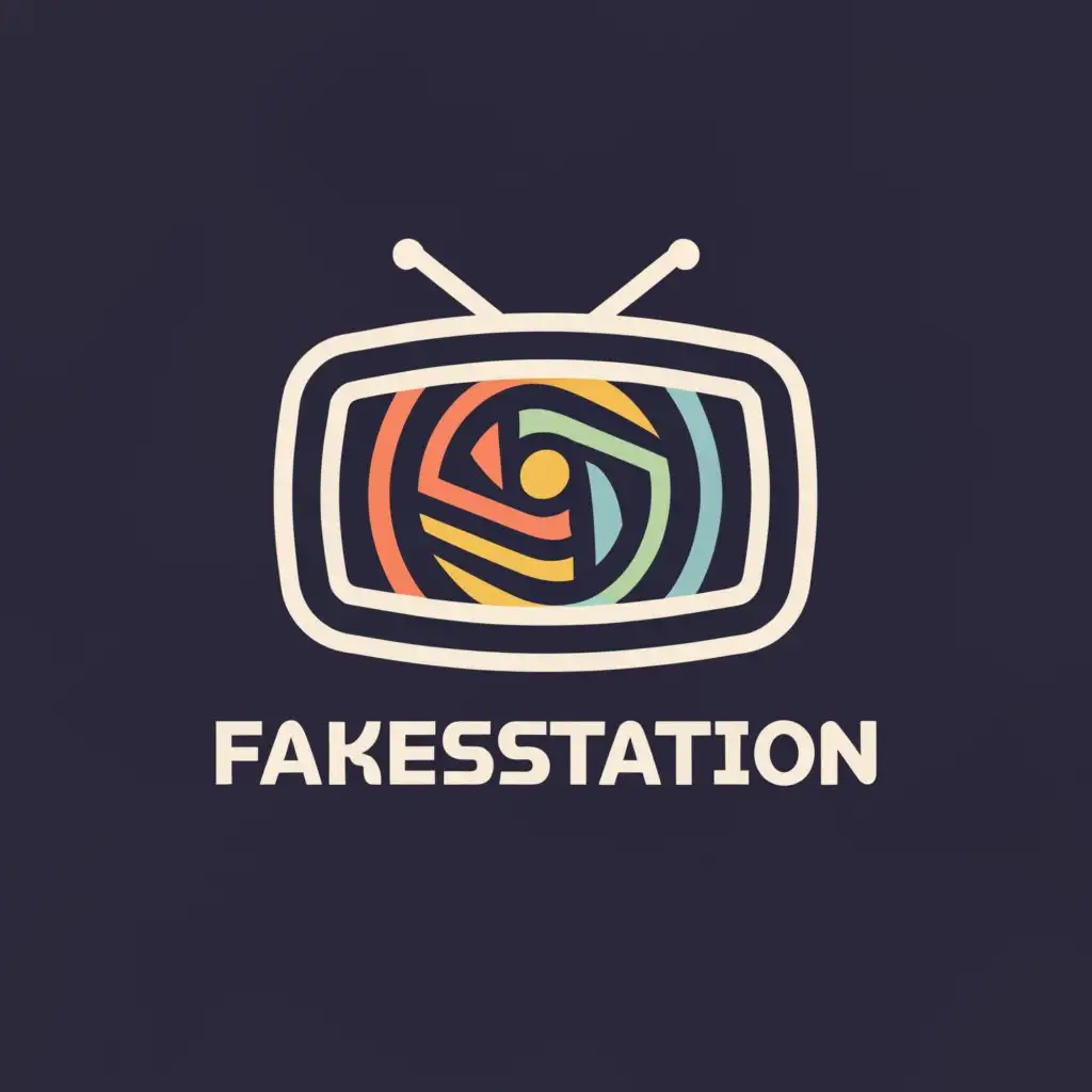 a logo design,with the text "fakeStation", main symbol:tv station like cnbc hypnosis,Moderate,clear background