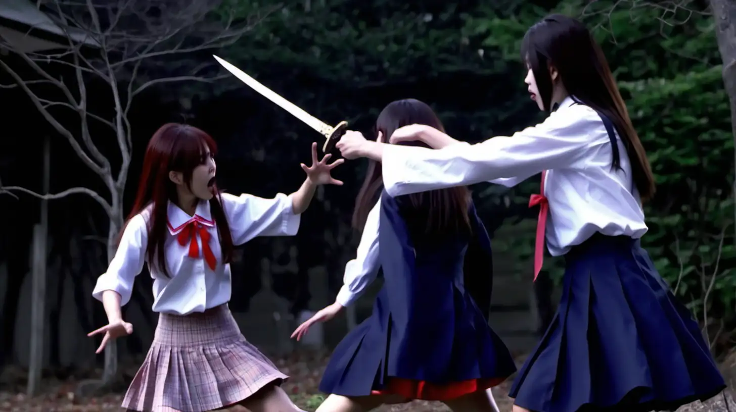 Japanese schoolgirl fights vampire
