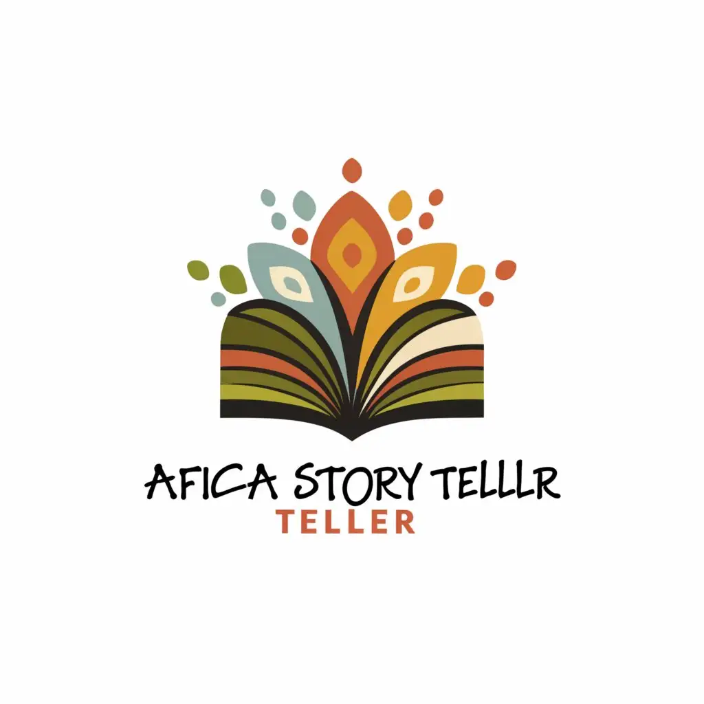 a logo design,with the text "Africa Story Teller", main symbol:Book or Scroll,Moderate,be used in Entertainment industry,clear background