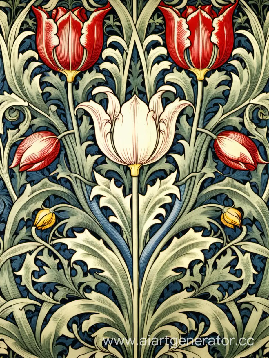 Exquisite-Art-Nouveau-Floral-Wallpaper-Inspired-by-William-Morris-Tulip-Design