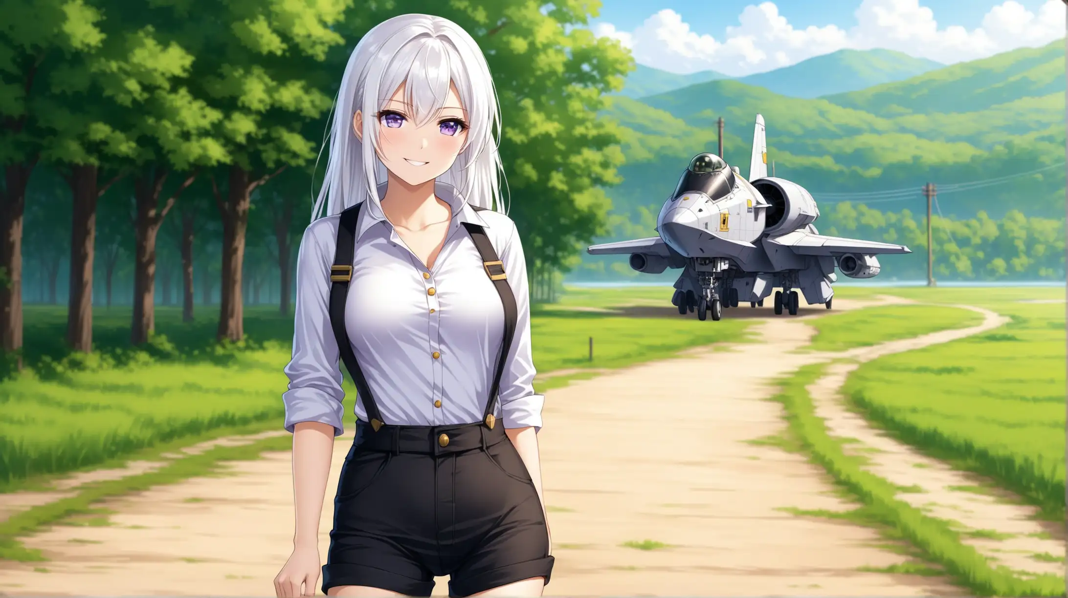 Casual Pose of Enterprise from Azur Lane in FalloutInspired Outfit Outdoors