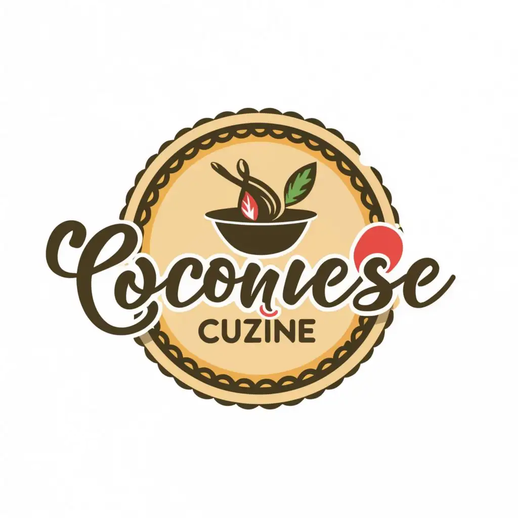 logo, Polynesian food Lebanese food homely comfort love heart friendly, with the text "Coconese Cuzine", typography, be used in Restaurant industry