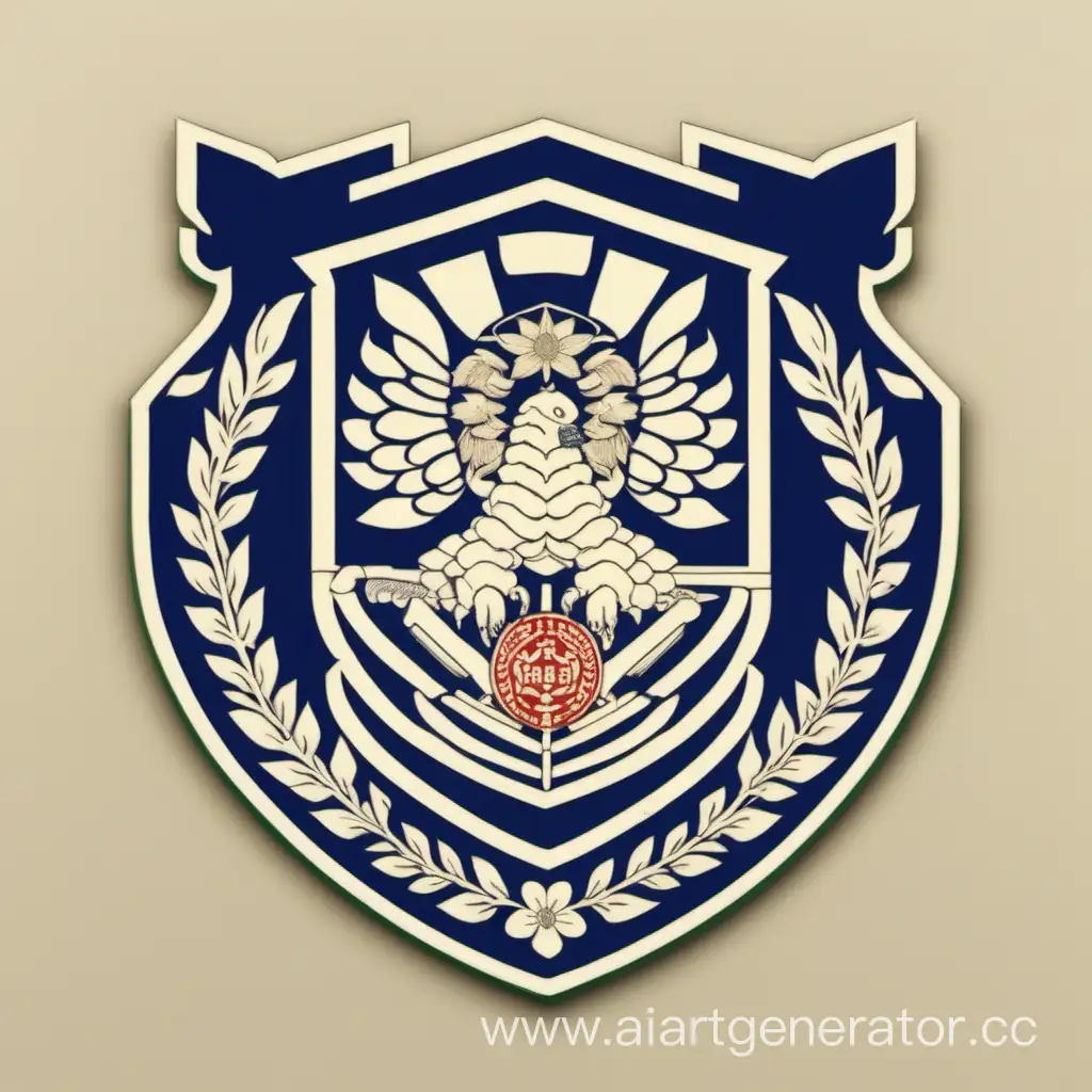 Traditional-Japanese-High-School-Emblem-on-Fabric-Background