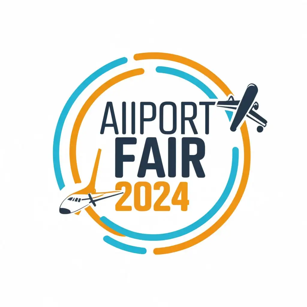 logo, Circle bright, with the text "Airport Fair 2024", typography, be used in Events industry