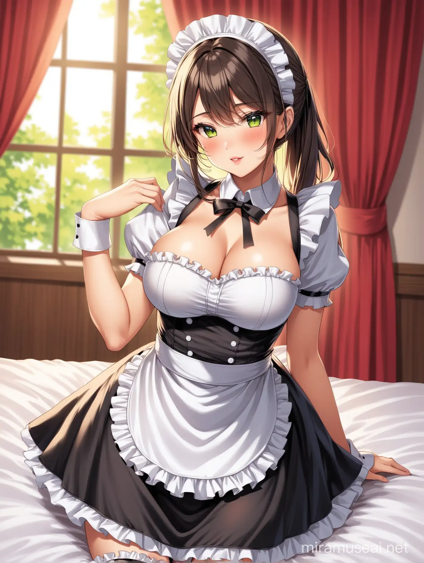Woman in Elegant Maid Costume with Sophisticated Attire
