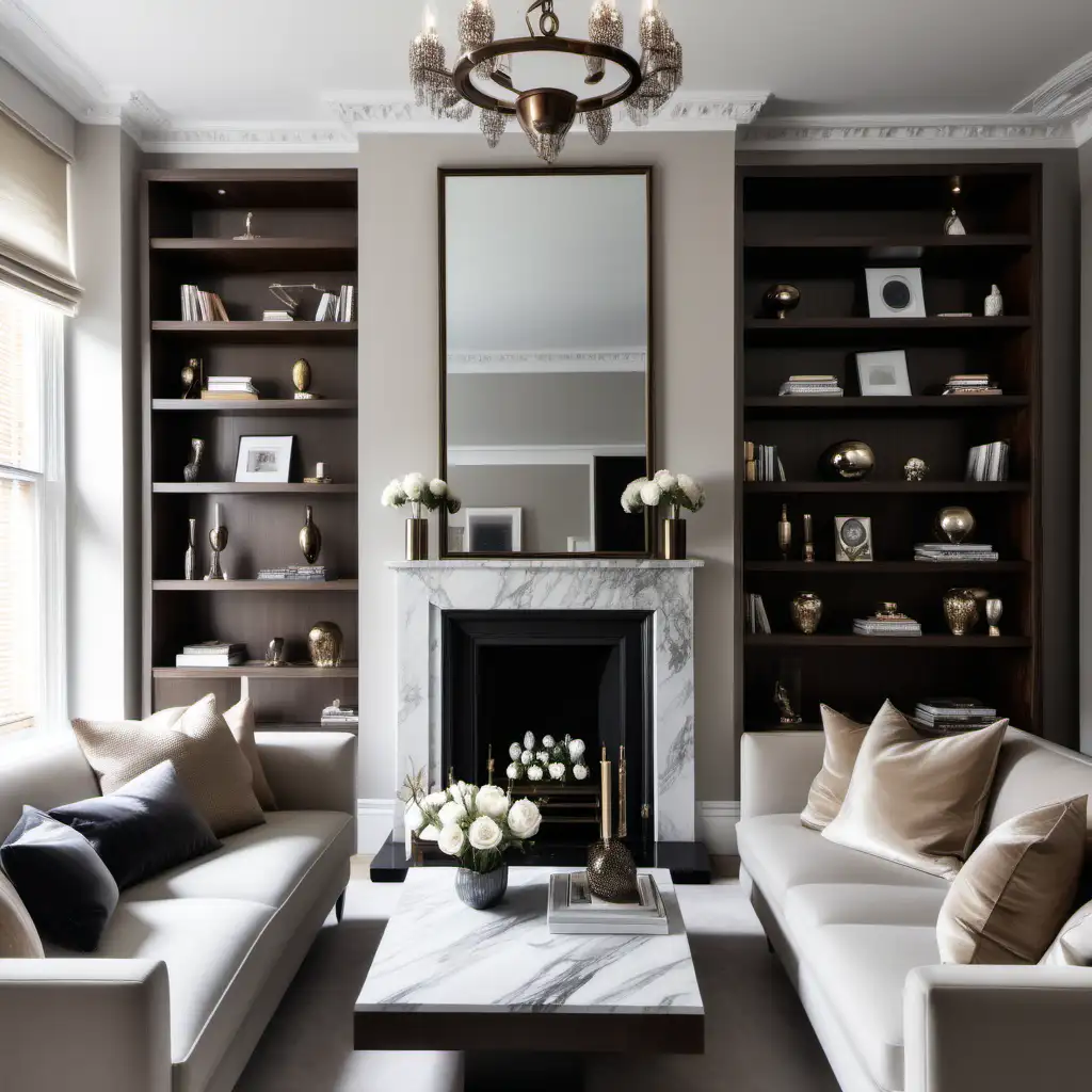 Luxurious Transitional Living Room with Modern Elegance in London Townhouse