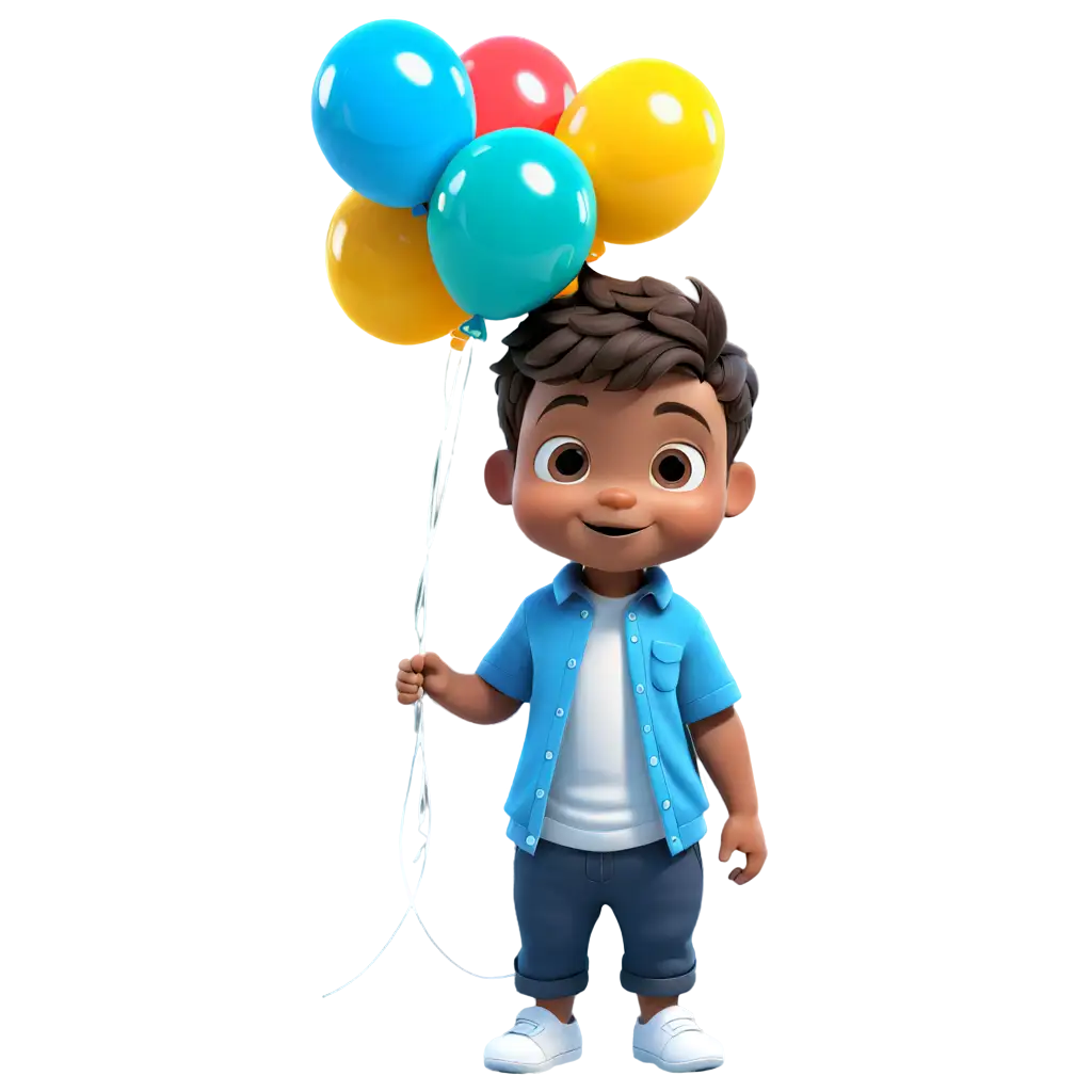  a cute baby boy cartoon hold a bunch of helium balloons