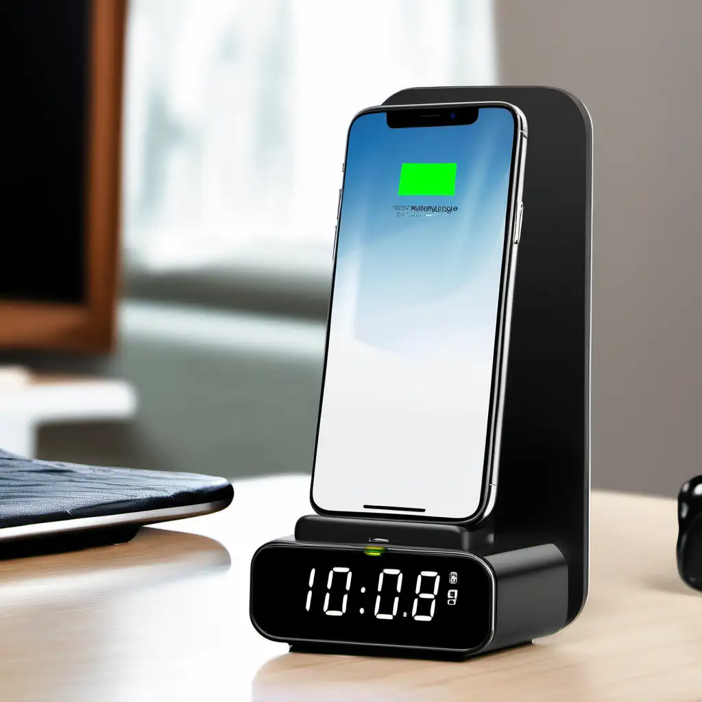 Modern Vertical Wireless Charger with Integrated Clock and Alarm