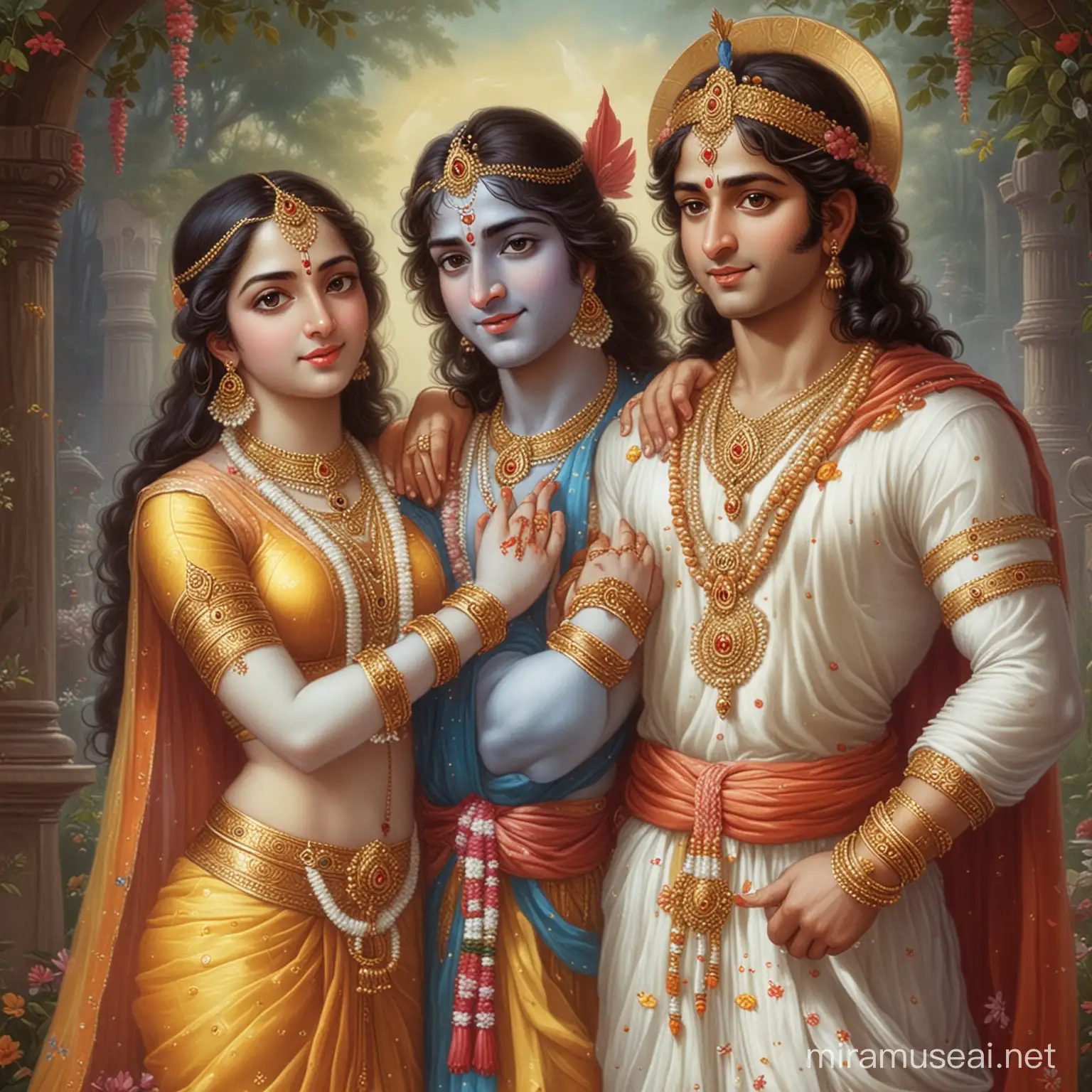 Divine Love Krishna Radha Ram and Sita Together