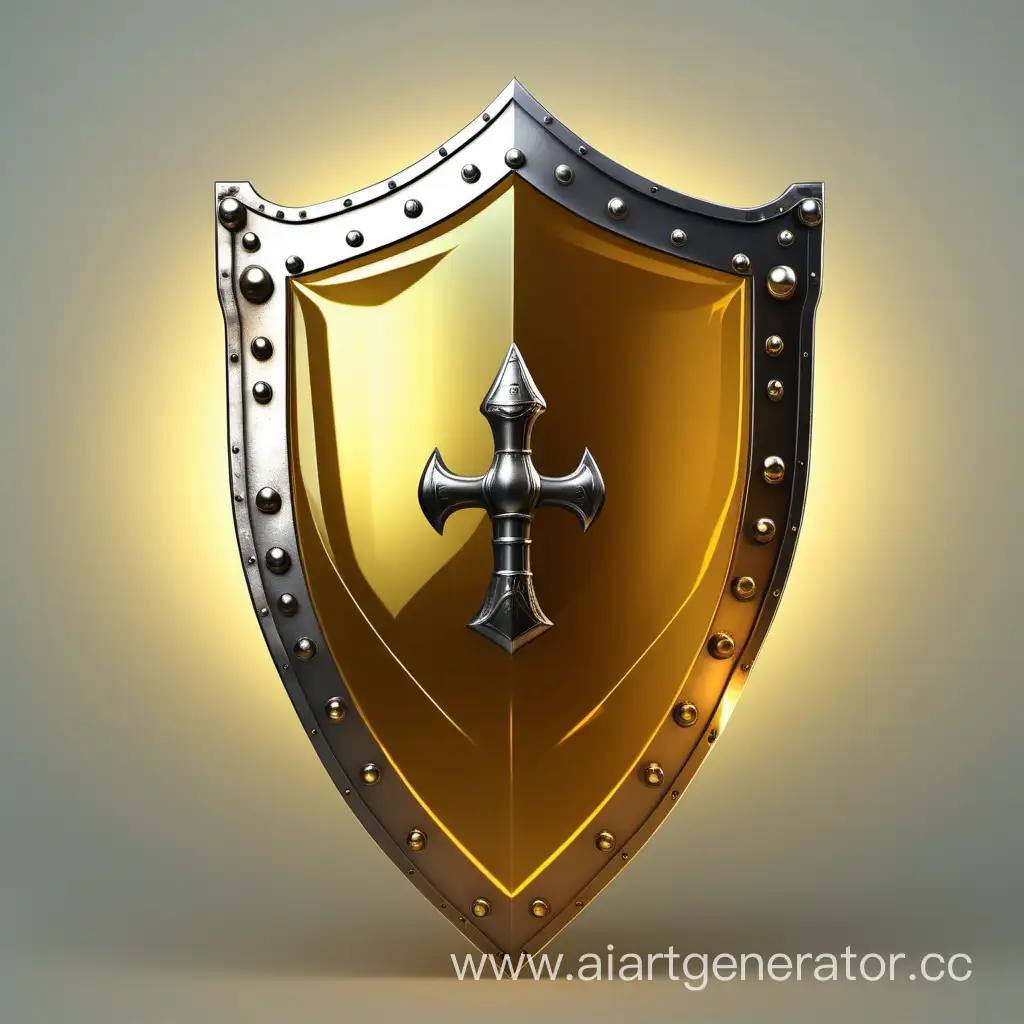 Рыцарский щит золотого цвета полупрозрачный
