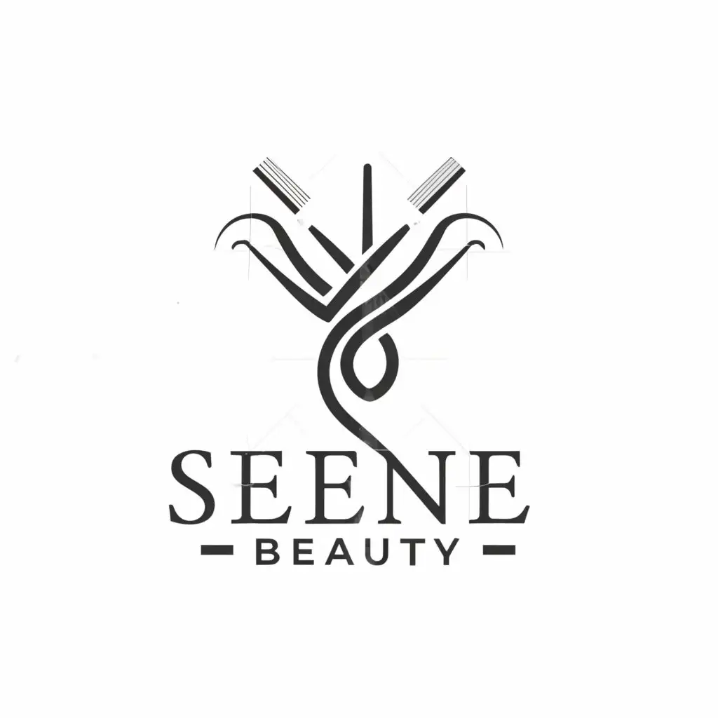 a logo design,with the text "serene beauty", main symbol:hair Noun barber shop,Moderate,clear background