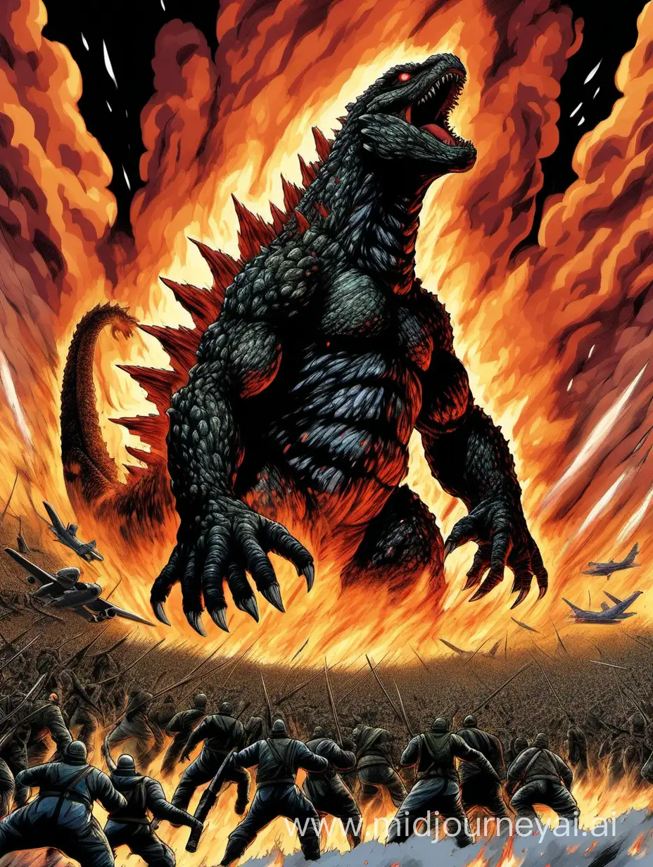 Epic Battle Godzilla vs King Ghidorah with Destructive Fire